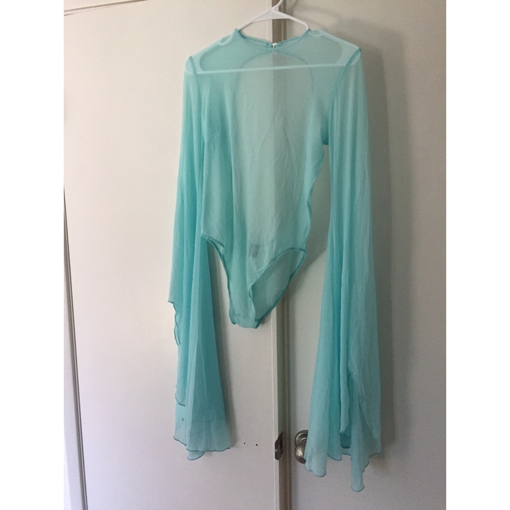 Little Black Diamond sheer bell-sleeve bodysuit